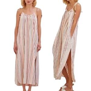 Sundry Stripe Tie Side Slits Strappy Rainbow Maxi Dress 1 / S Sleeveless Boho